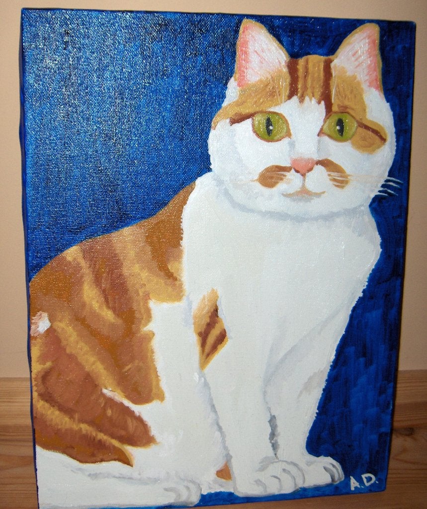 Poes, Handgeschilderd, Ophalen of Verzenden, Dieren, Olieverf