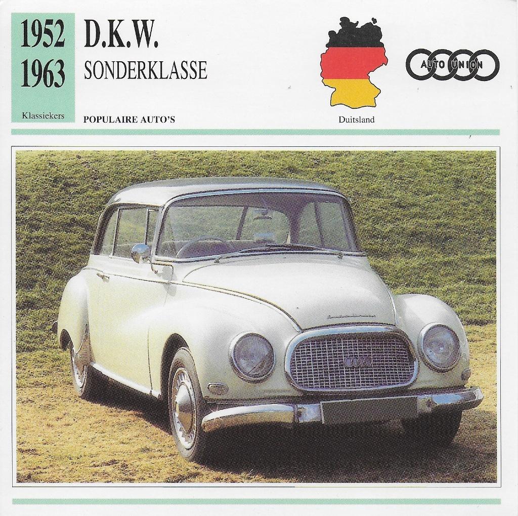 Autokaart dkw sonderklasse ( 1952- 1963 ), Verzamelen, Ophalen of Verzenden, Zo goed als nieuw, Auto's