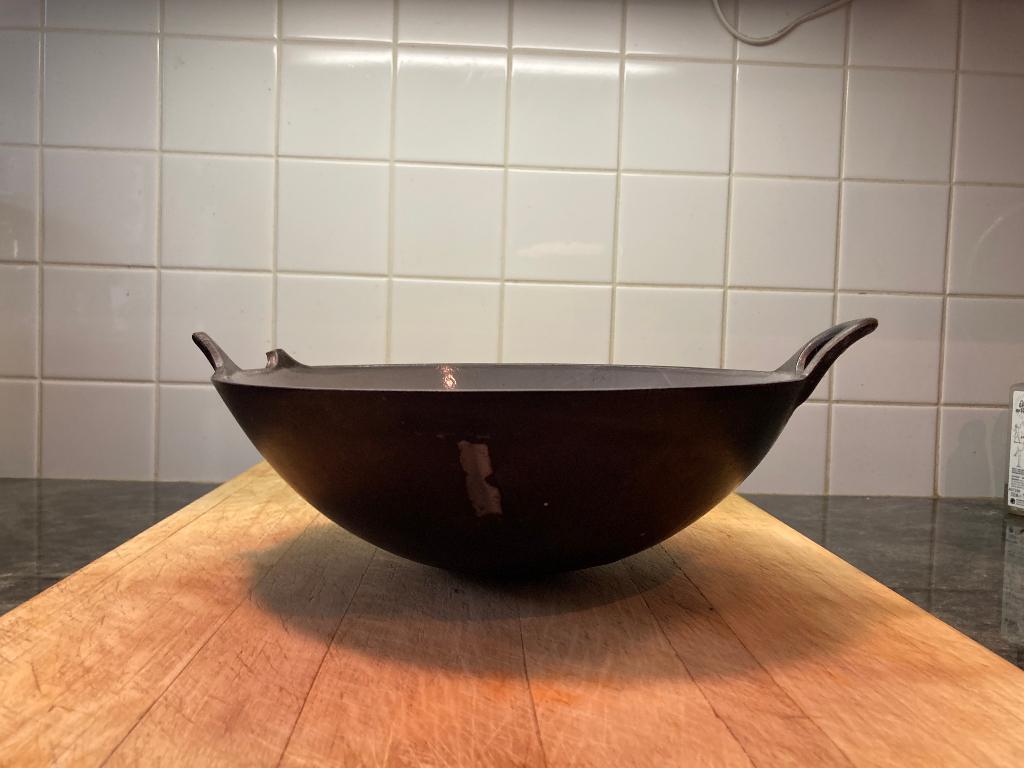 Gietijzeren DRU wok / wadjang, Ophalen of Verzenden, Gebruikt, Gietijzer, Wok