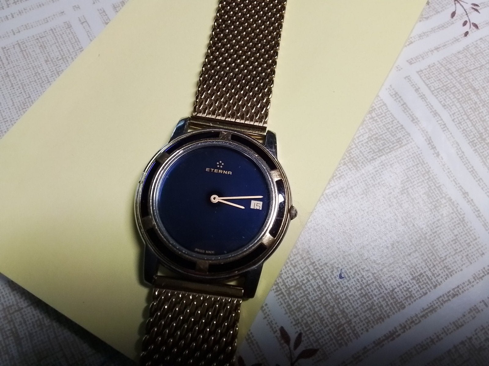 HEREN HORLOGE MET GOUDEN INLEG-RAND LOOPT PERFECT., Ophalen of Verzenden, Zo goed als nieuw, Goud, Overige merken