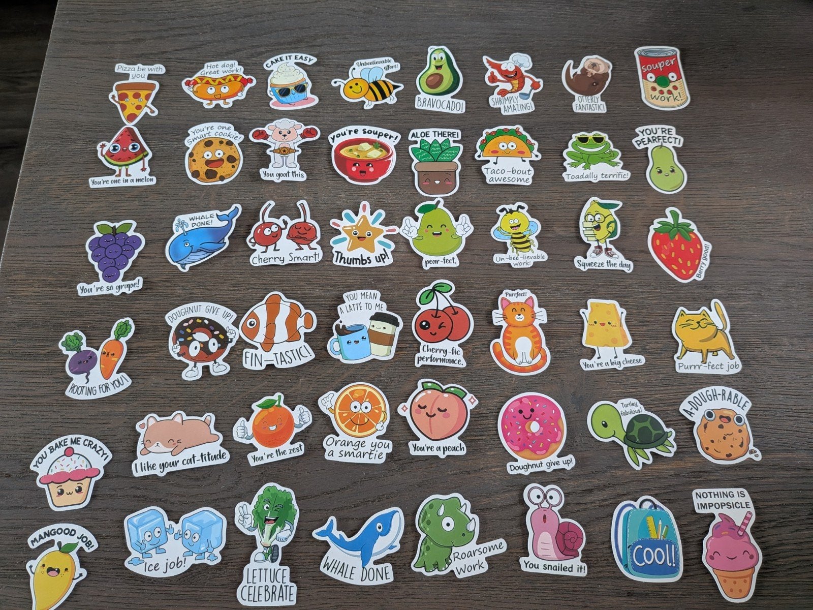 Grappige stickers van dieren, eten en drinken (48 stuks), Ophalen of Verzenden