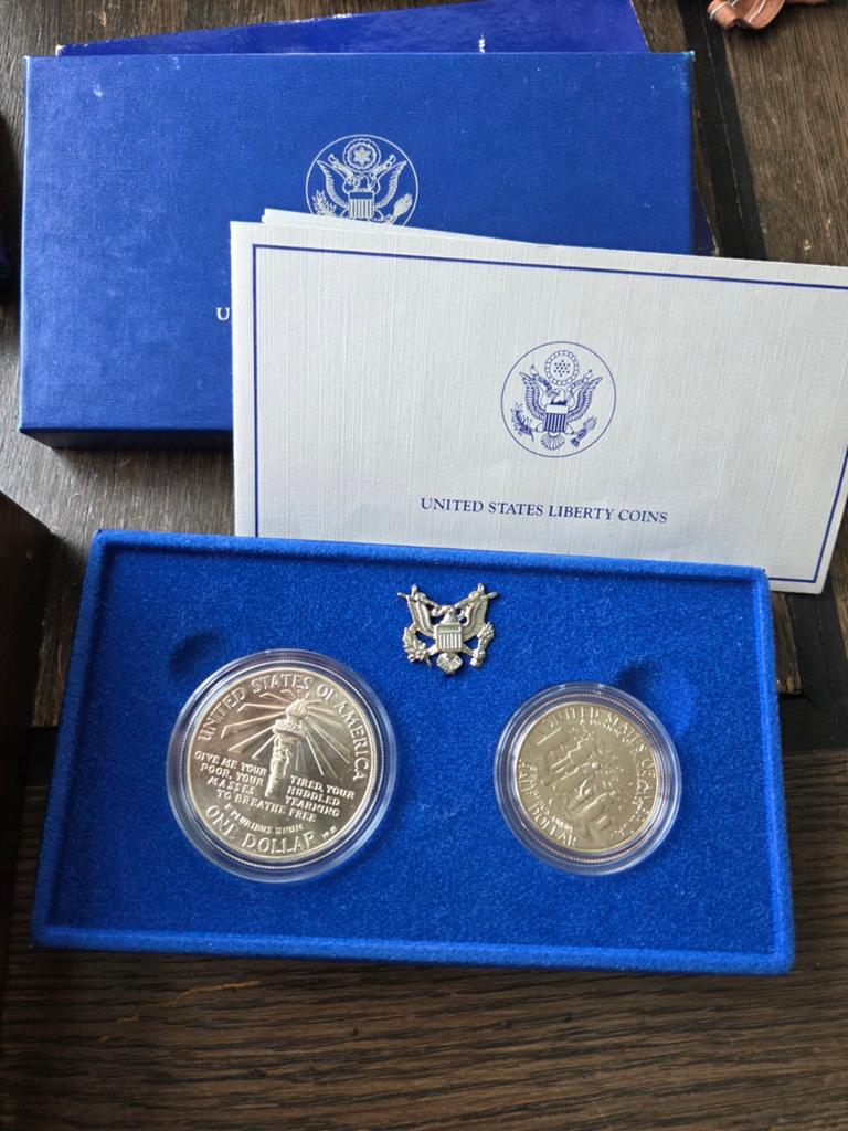 Amerika USA  muntenset 1986 zilveren One Dollar UNC Proof, Ophalen of Verzenden, Noord-Amerika