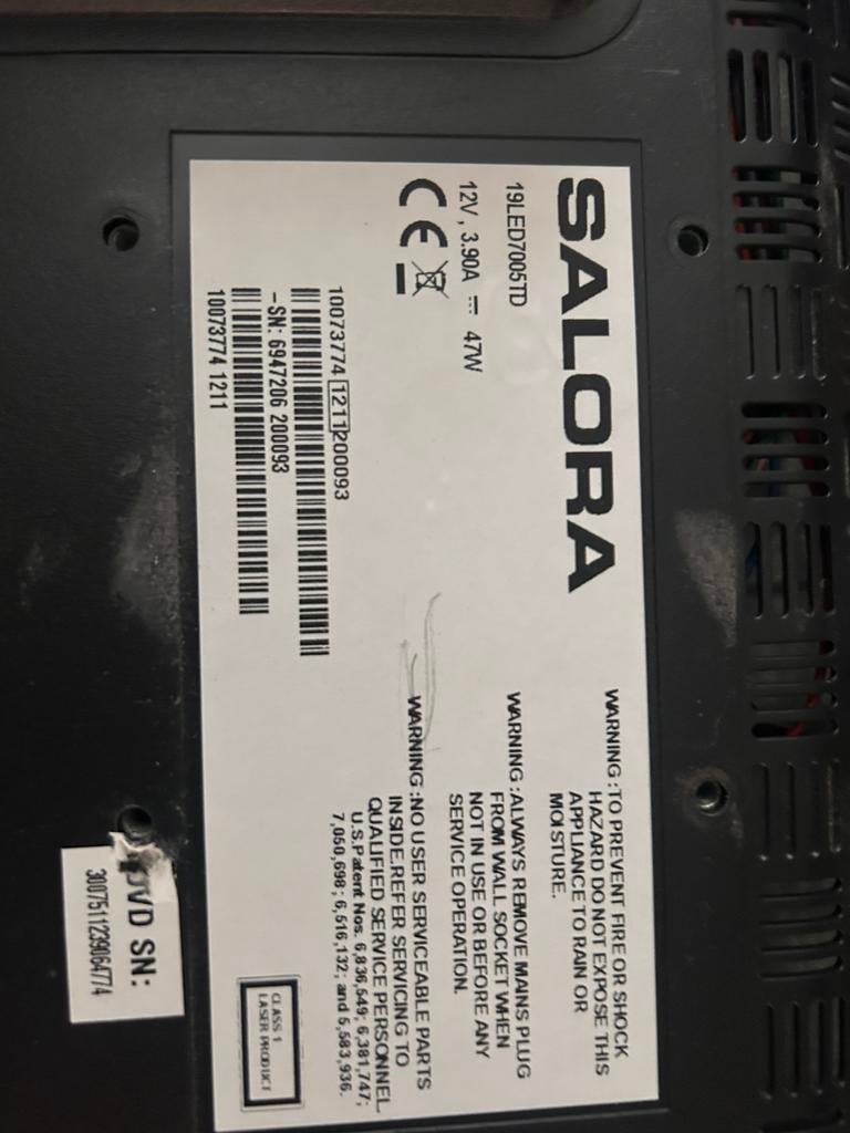 Salora 19 inch LED TV – Ideaal voor Camper/Boot (12V + DVD), Ophalen, Zo goed als nieuw, 50 Hz, Overige merken