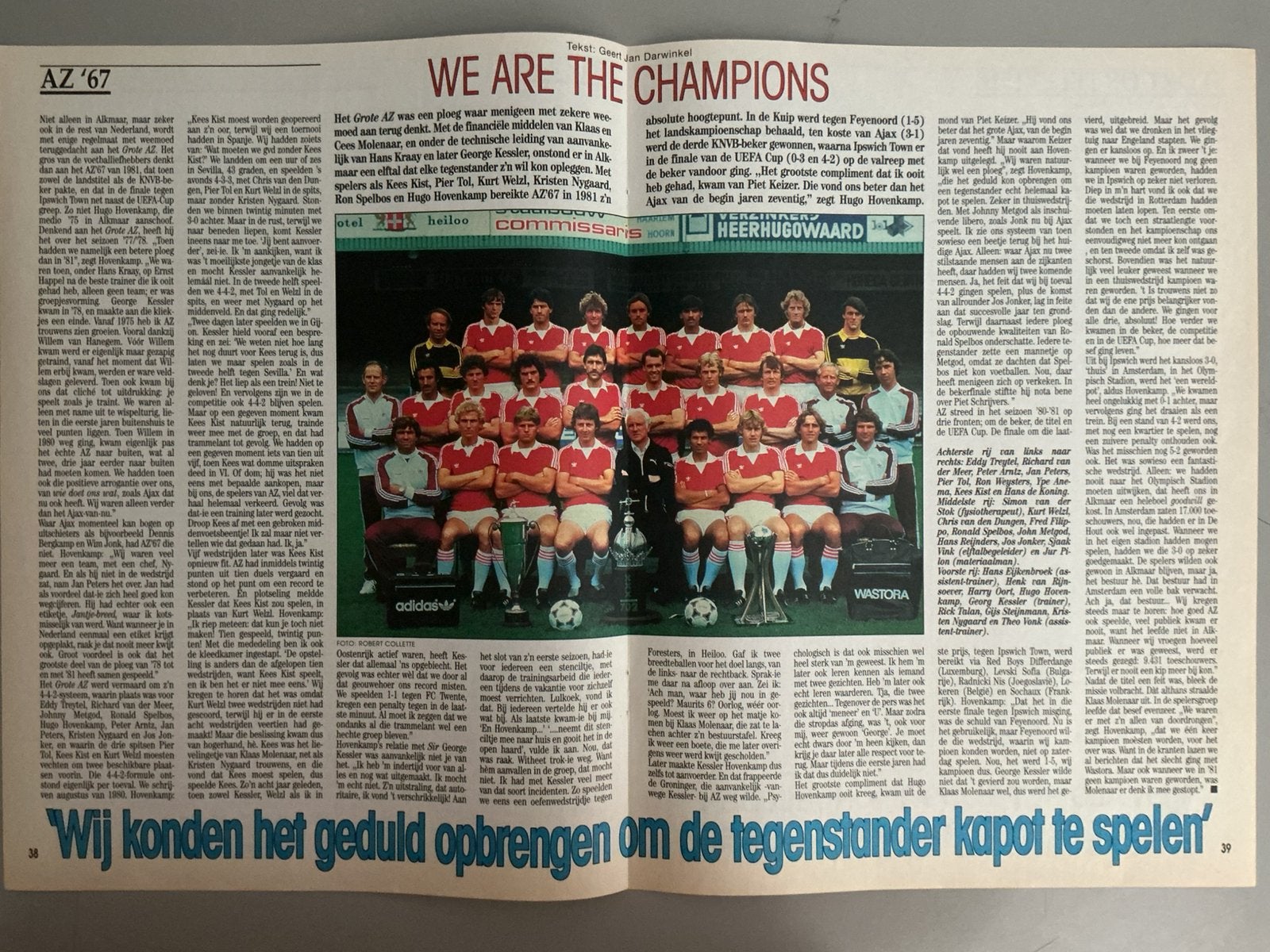 Voetbal artikel We are the Champions AZ’67, Ophalen of Verzenden, Knipsel(s)