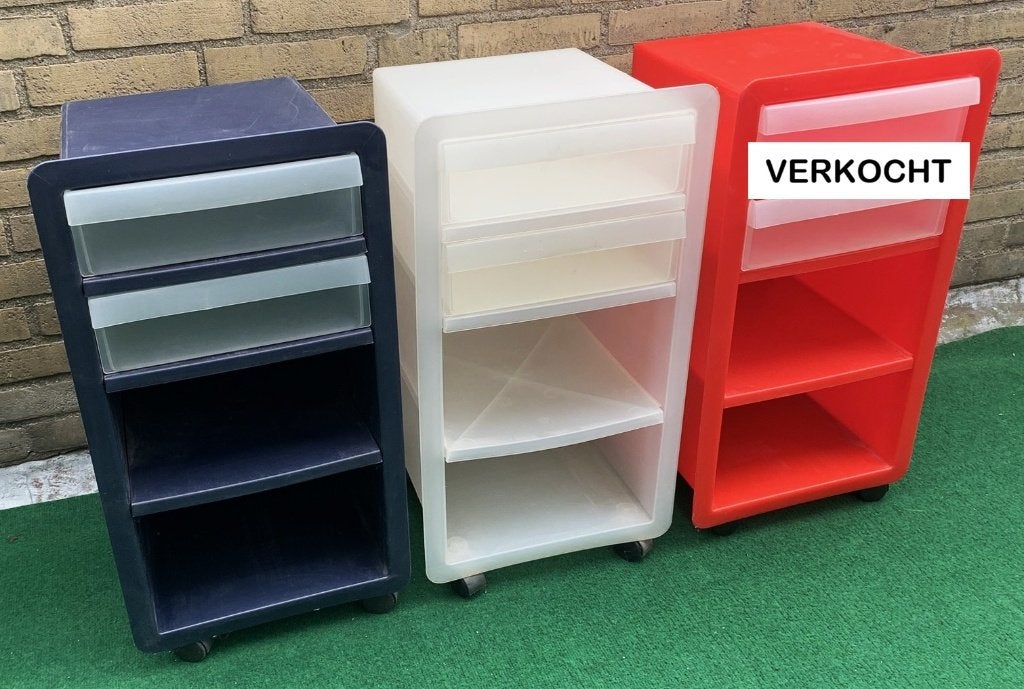 Twee vintage rolkastjes van IKEA, Ophalen, Kunststof, Gebruikt, 1 of 2 laden