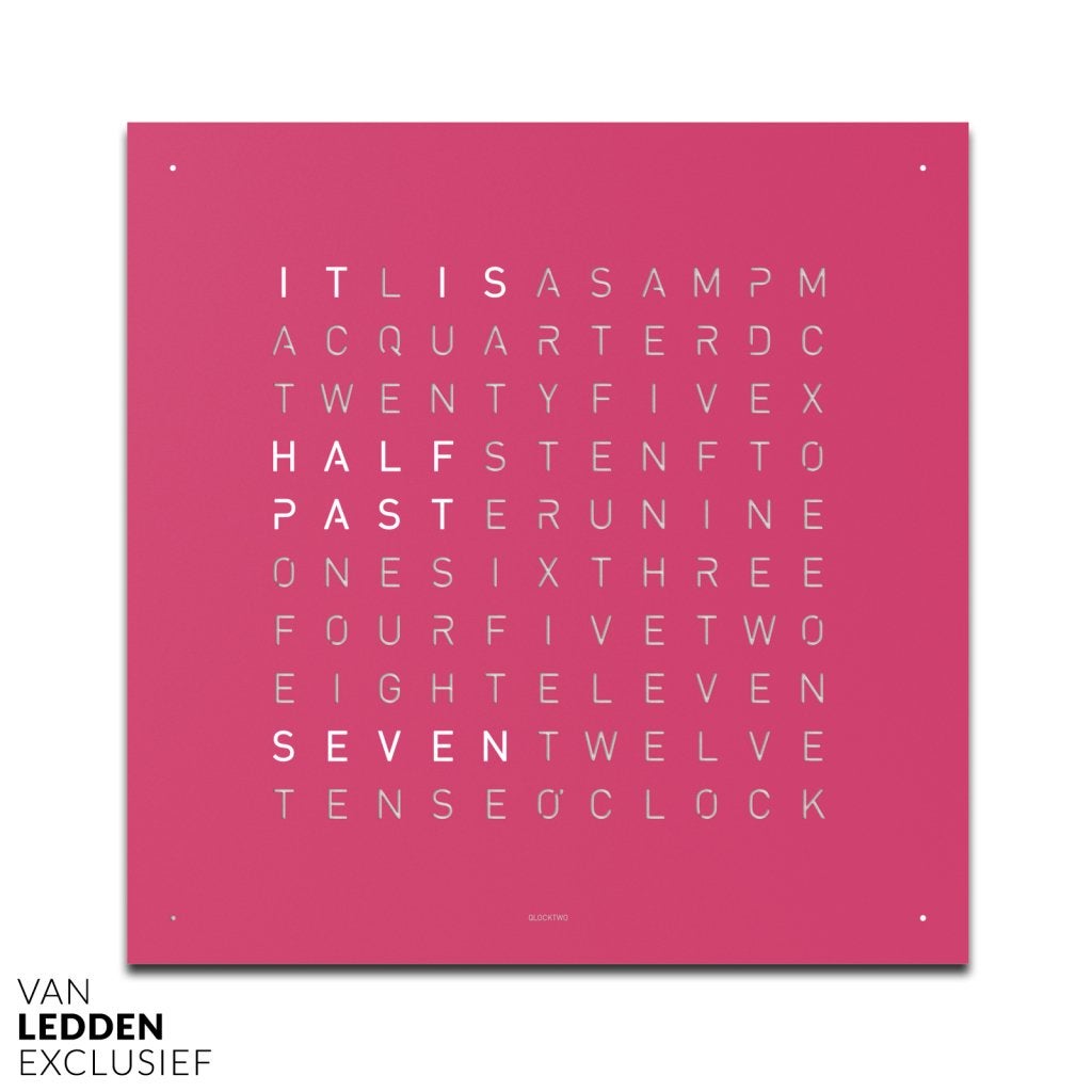 Qlocktwo Earth 45 Pretty Pink Design Woordklok Roze Klok, Wandklok, Nieuw, Ophalen of Verzenden, Qlocktwo