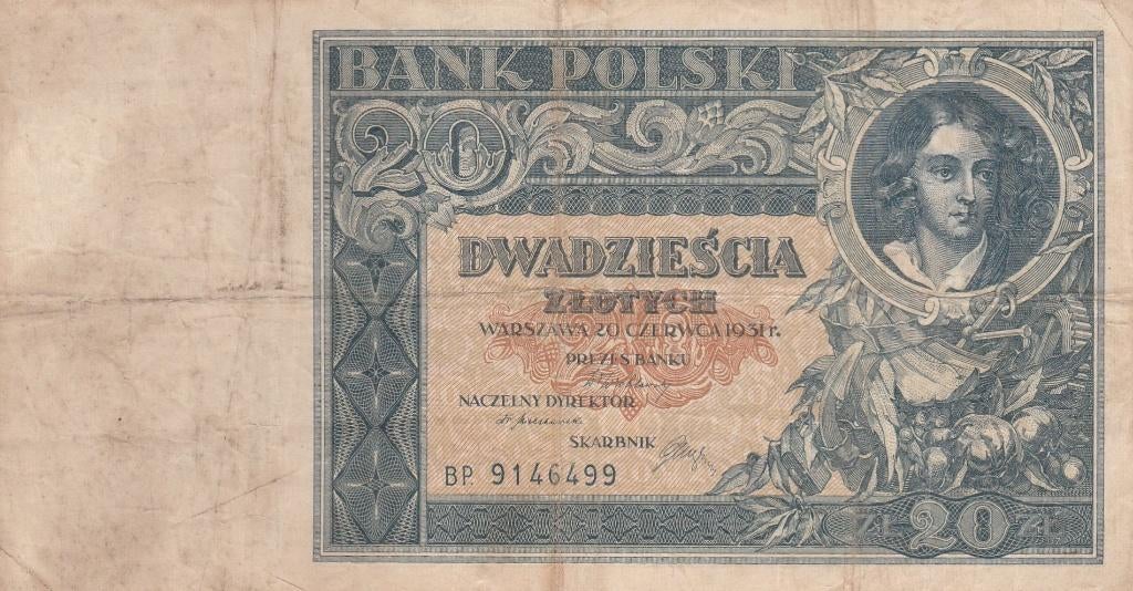 Polen 20 Dwadziescia Zlotych 1931, Postzegels en Munten, Bankbiljetten | Europa | Niet-Eurobiljetten, Ophalen of Verzenden, Polen