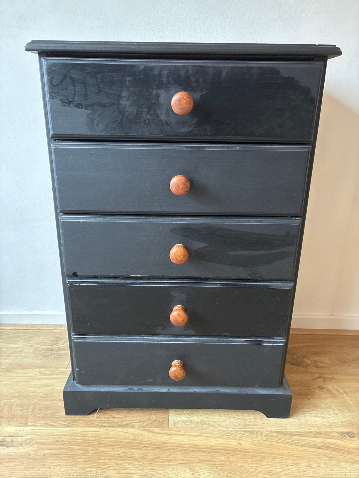 Grenen ladekast - Zwart - 82x54x35 cm, Huis en Inrichting, Ophalen, Gebruikt, 5 laden of meer, 50 tot 100 cm