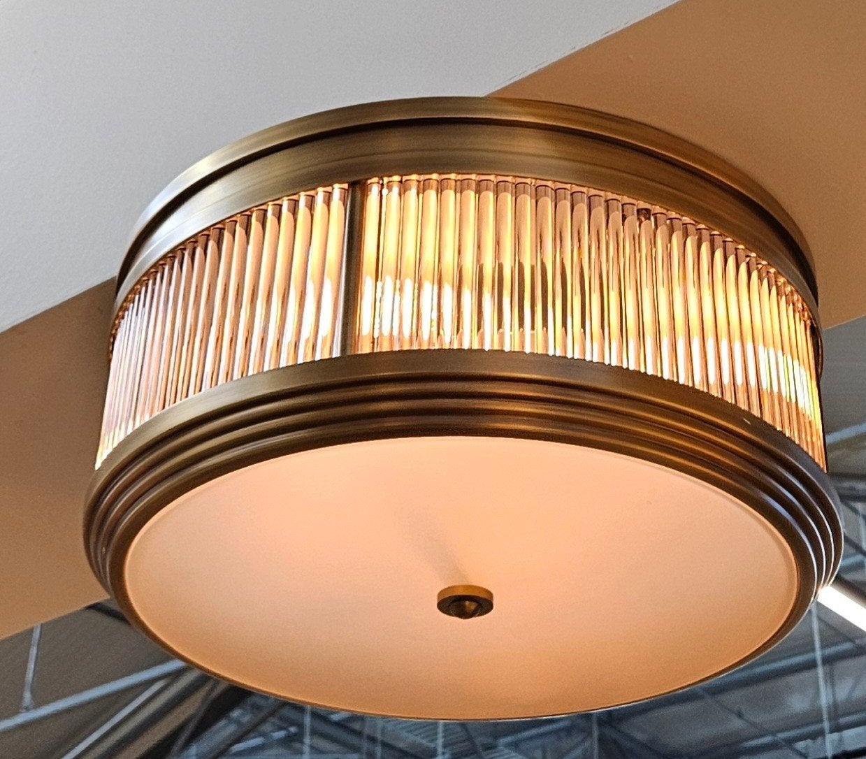 EICHHOLTZ NIEUW Plafondlamp Rousseau Antiek messing E27, Dimbaar, Nieuw, Antiek, Glas