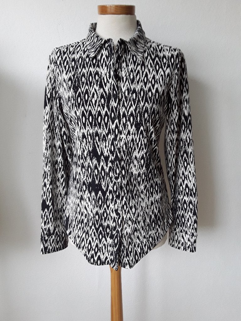 Zwart/wit print blouse Mi Piace mt M, Maat 38/40 (M), Mi Piace, Verzenden, Zwart