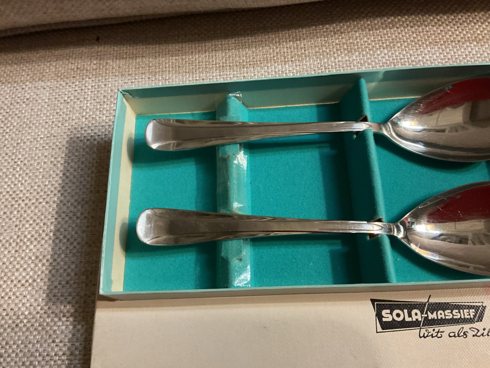 Sola Massief Bestekset - Saladebestek (lepel en vork), Antiek en Kunst, Antiek | Bestek, Ophalen of Verzenden