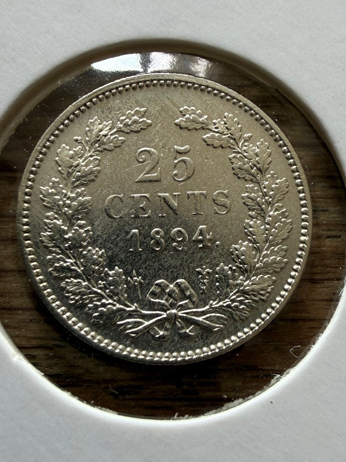 Kwartje 1894 Wilhelmina, Zilver, 25 cent, Ophalen of Verzenden, Koningin Wilhelmina