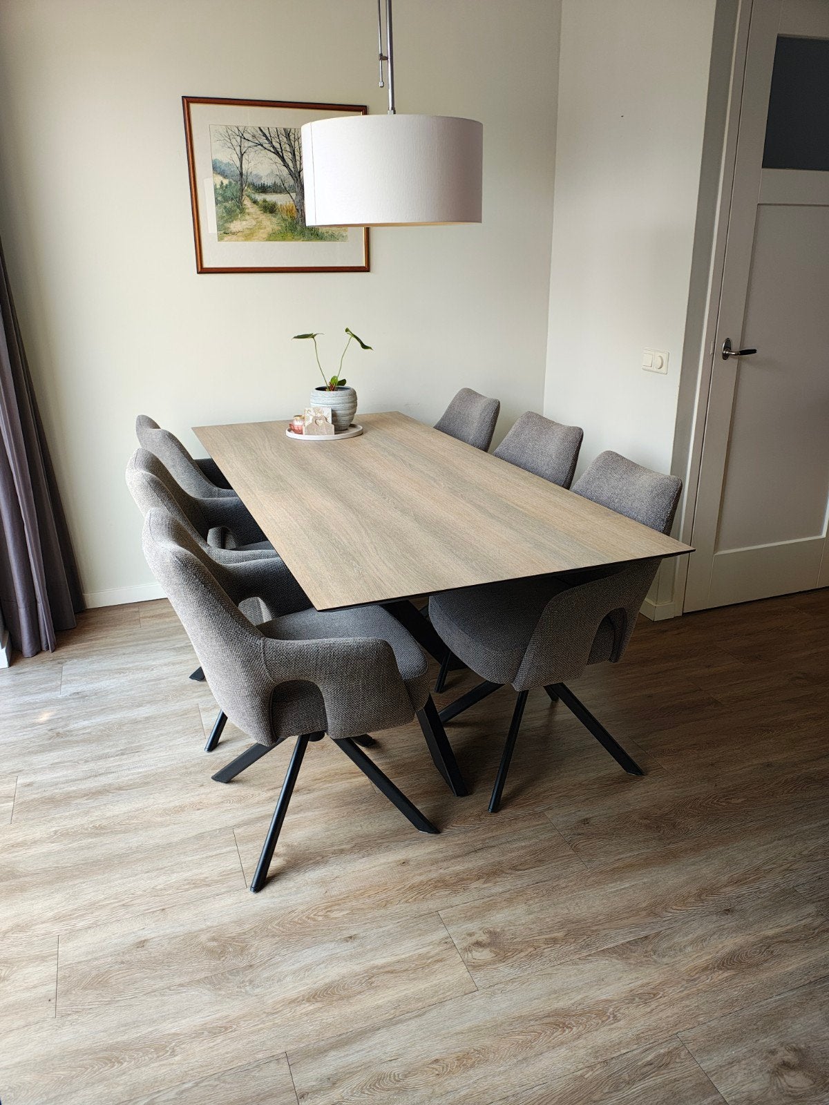 Bijna nieuwe eethoek - tafel met 6 stoelen, Ophalen, Overige materialen, 200 cm of meer, 50 tot 100 cm