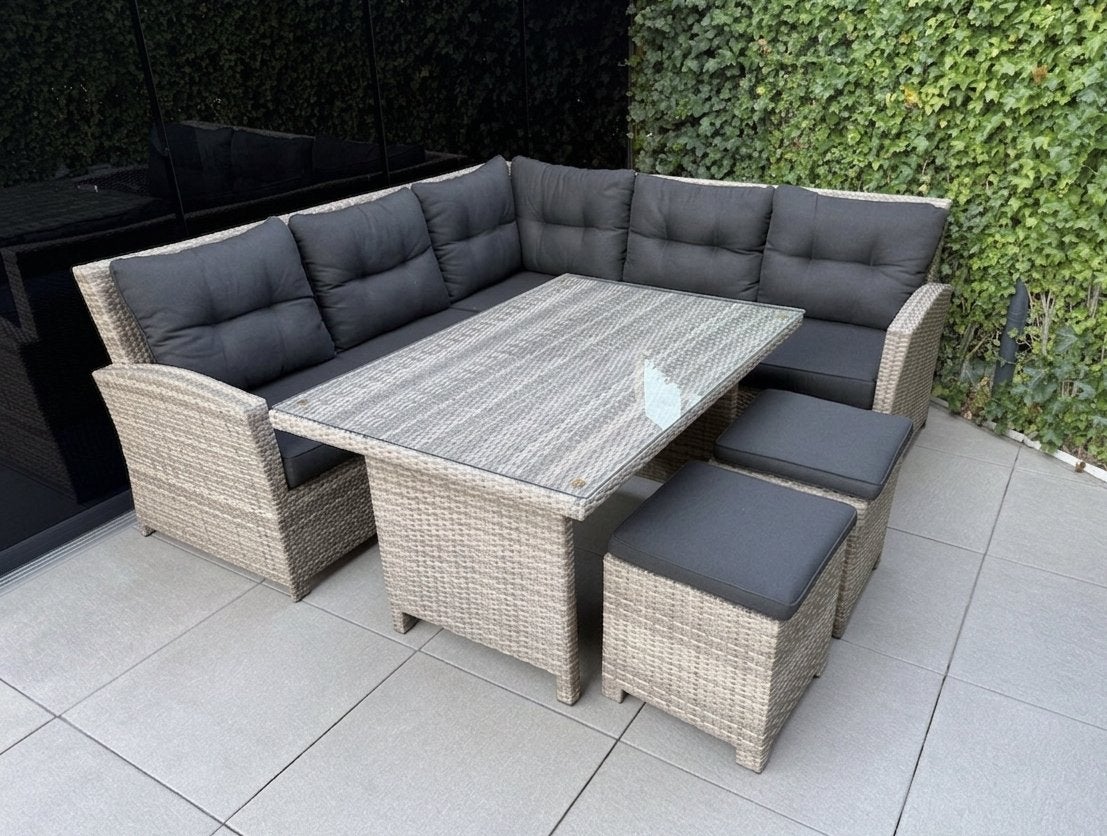 Zeer nette 7-persoons wicker tuinset - zeer nette staat, Ophalen, Bank, Zo goed als nieuw, Loungeset