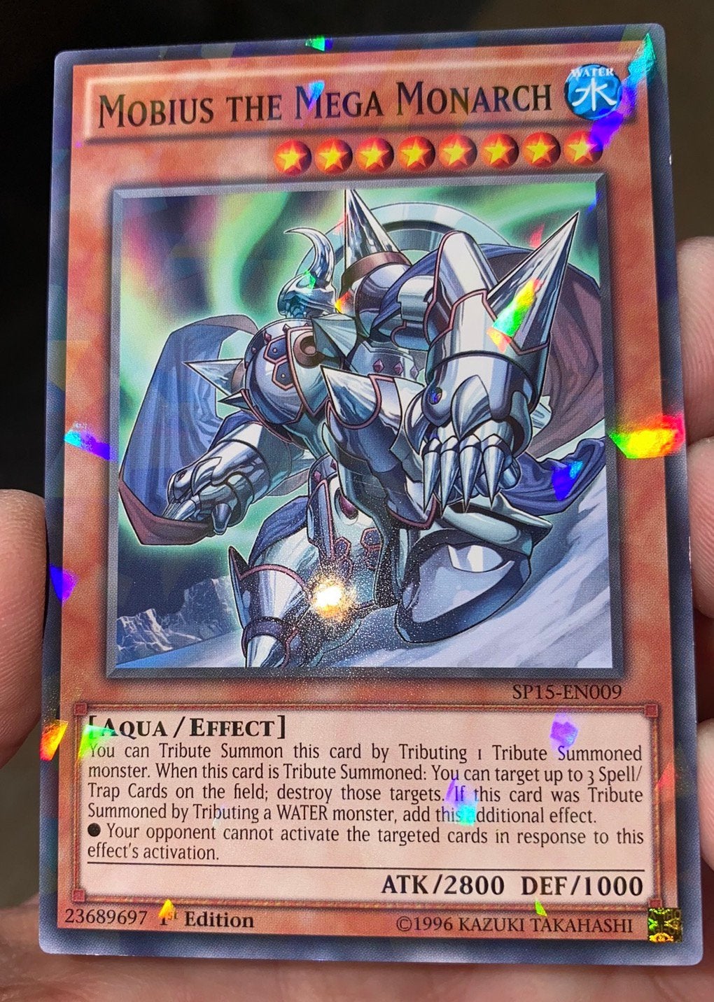 Yu-Gi-Oh! Mobius the Mega Monarch SP15 1st Edition !, Ophalen of Verzenden, Gebruikt, Losse kaart, Foil