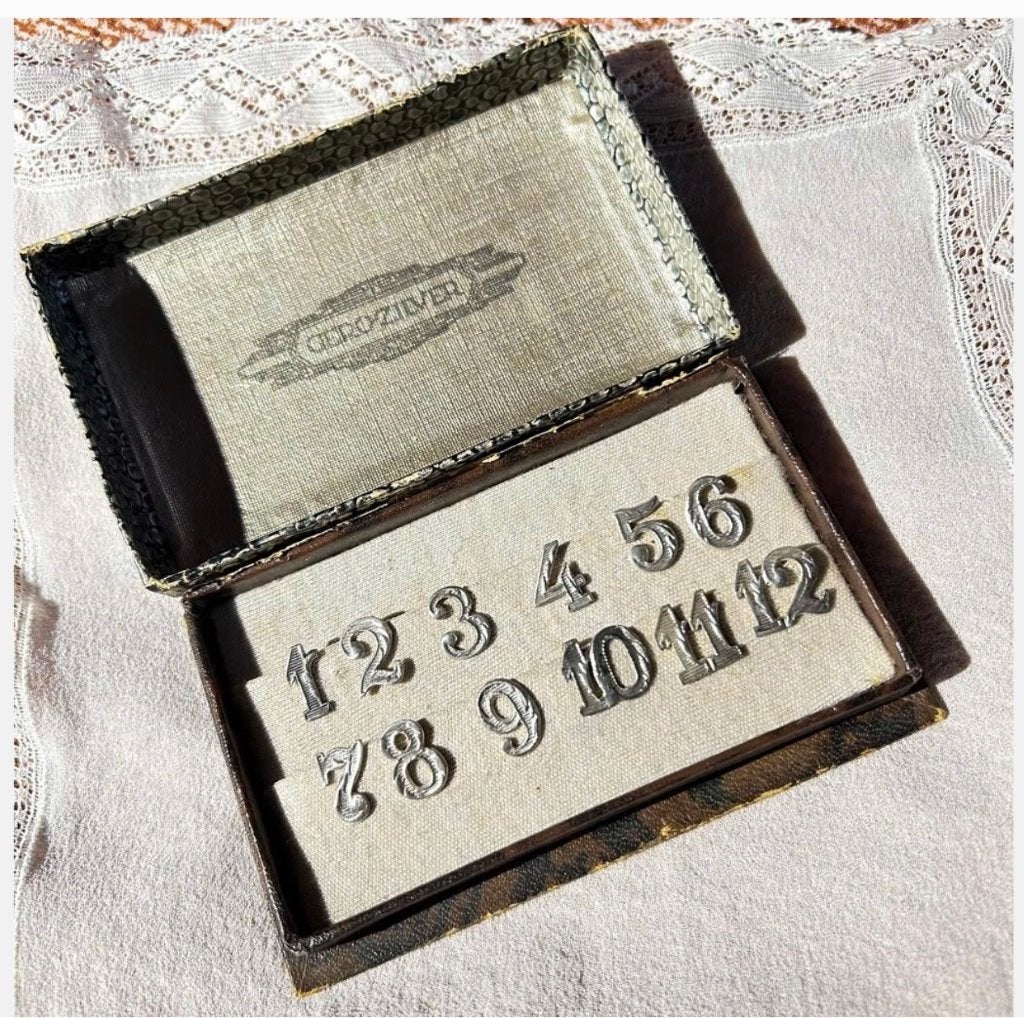 Vintage Gero verzilverde tafelnummers in originele doos, Ophalen of Verzenden