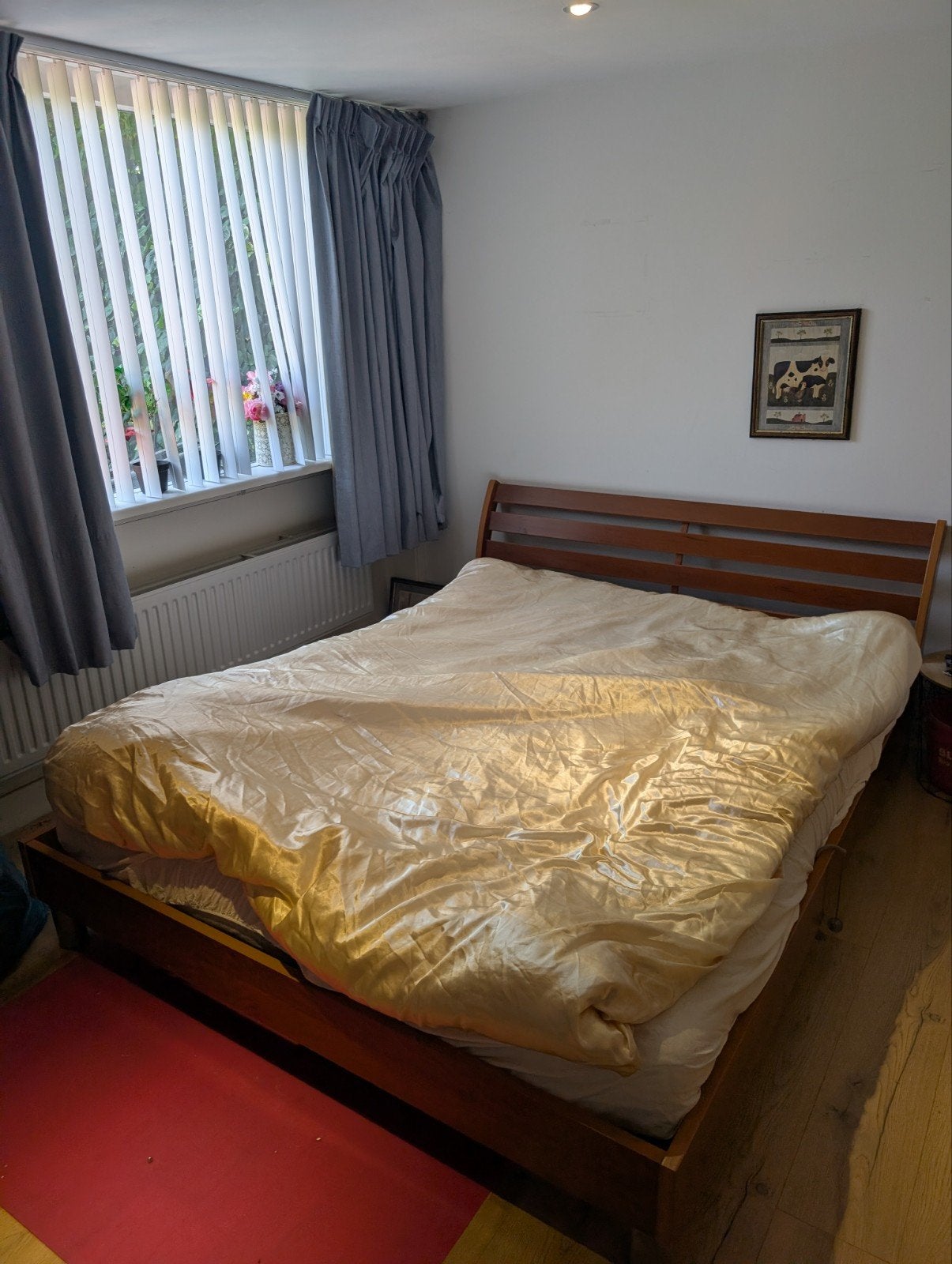 Scanteak-stijl bed met verstelbare Auping boxbodems, Huis en Inrichting, Slaapkamer | Bedden, Verstelbaar, Bruin, Scanteak-stijl