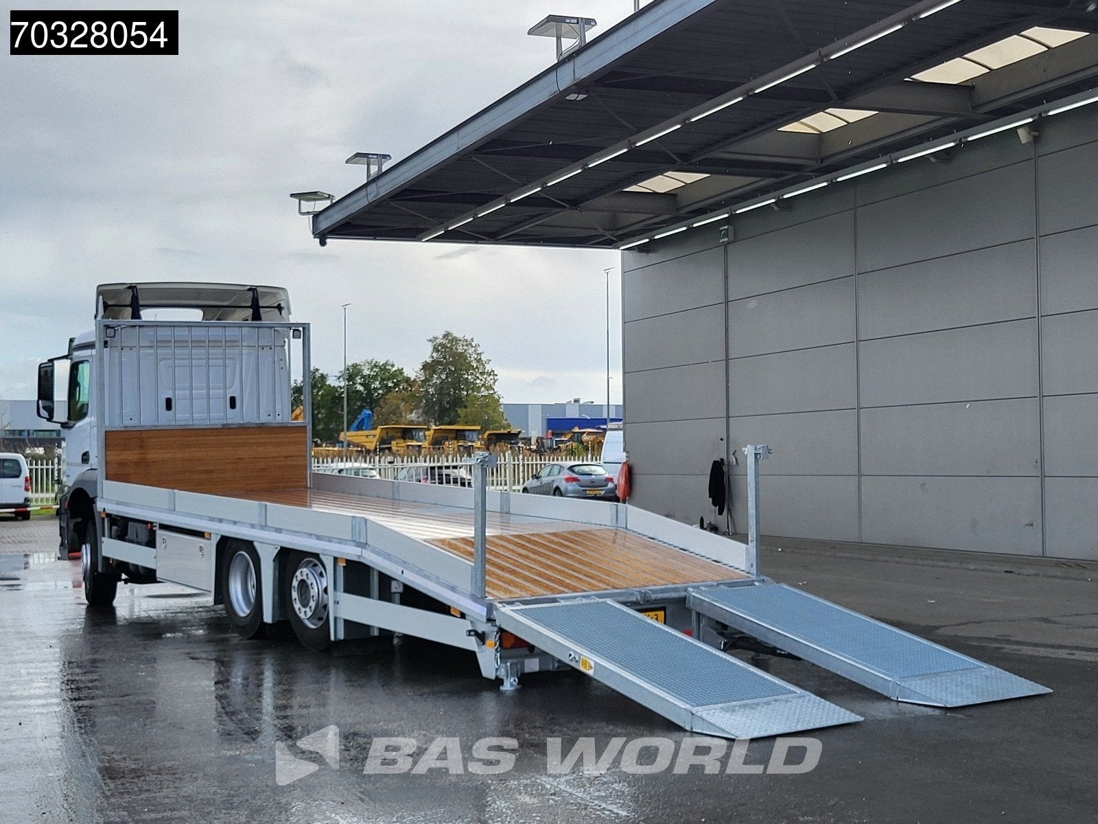Mercedes Antos 2735 6X2 Machine transporter Oprijwagen Hydra, Auto's, Automaat, Euro 6, Stoelverwarming, Wit