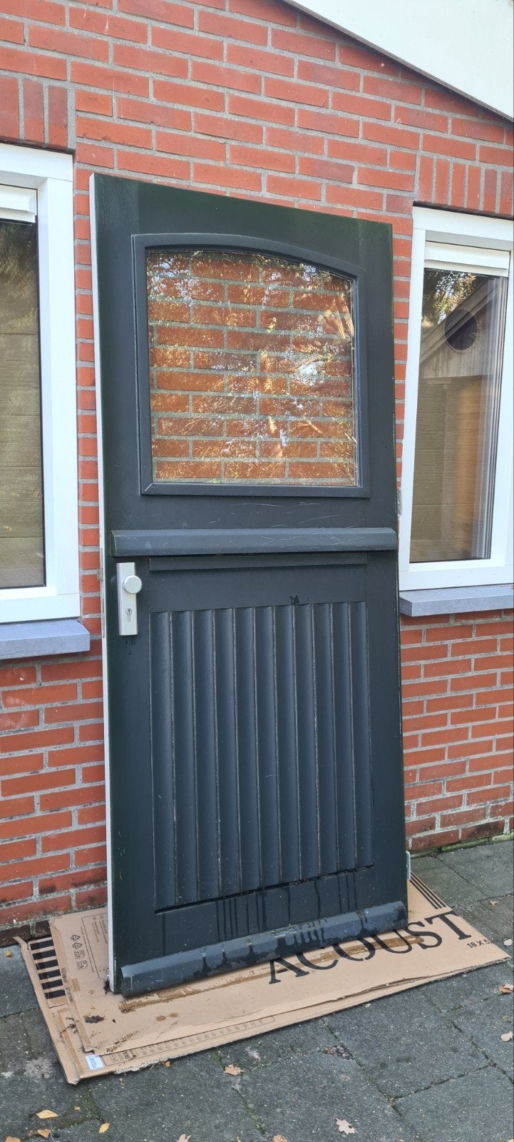 Buitendeur met glas en paneel incl. slot, Ophalen, 80 tot 100 cm, Buitendeur, 200 tot 215 cm