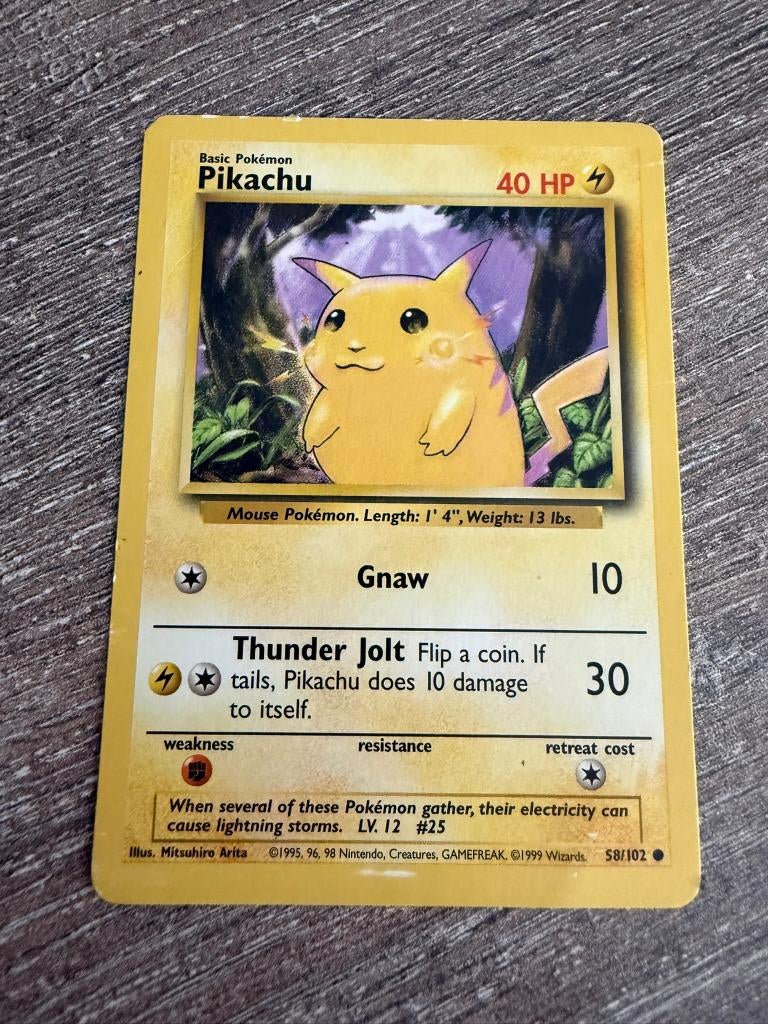 Pikachu #58 Pokemon Base Set, Ophalen of Verzenden, Gebruikt, Losse kaart