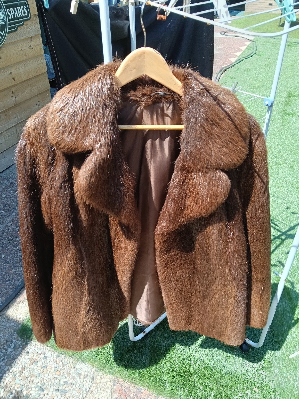 Vintage Bruine Bontjas - Elegante Damesjas, Bruin, Ophalen, Maat 38/40 (M), Onbekend