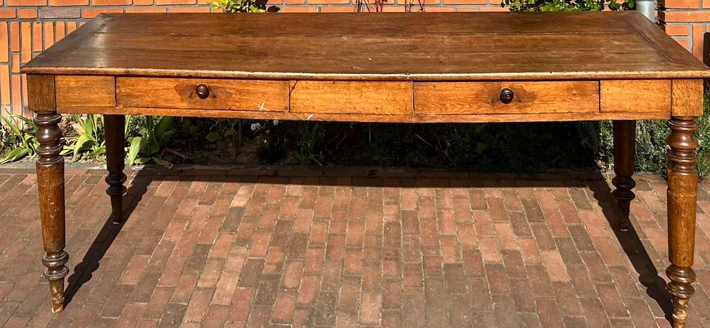 Antieke Franse boerentafel eettafel massief hout twee lades, Antiek en Kunst, Antiek | Meubels | Tafels, Ophalen