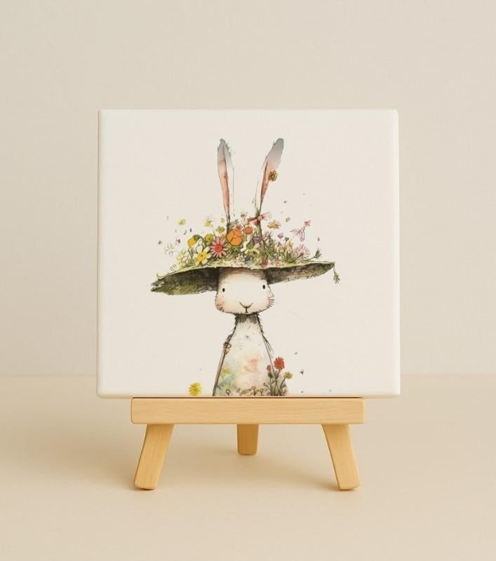Tegeltje Bunny flowers, Ophalen of Verzenden, Nieuw, Rond, Minder dan 55 cm