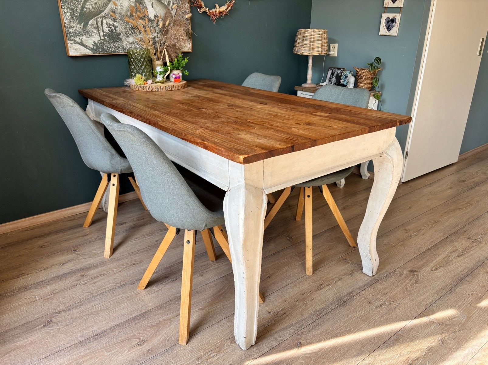 Eetkamertafel  met landelijk / brocante stijl Queen Anne, Huis en Inrichting, Tafels | Eettafels, Ophalen, 50 tot 100 cm, Landelijk Brocante