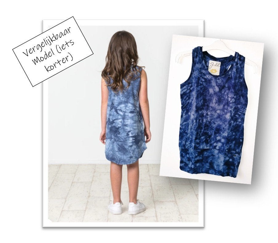Jill blauwe halter jurk, maat 128, Kinderen en Baby's, Gebruikt, Meisje, Ophalen of Verzenden, Jurk of Rok