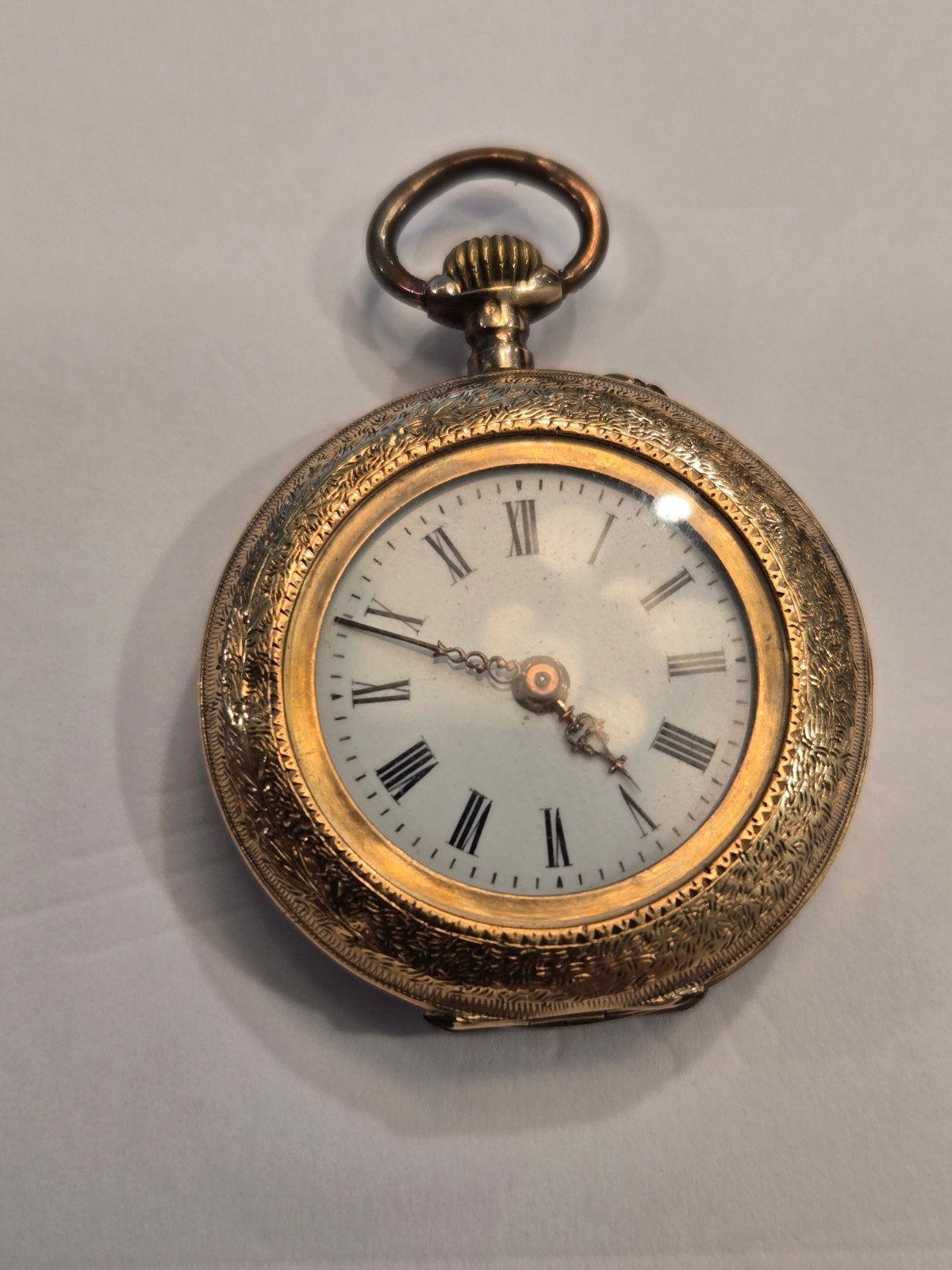 Antiek 14k Gouden Zakhorloge - Cilindre 10 Rubis Remontoir, Antiek en Kunst, Ophalen of Verzenden