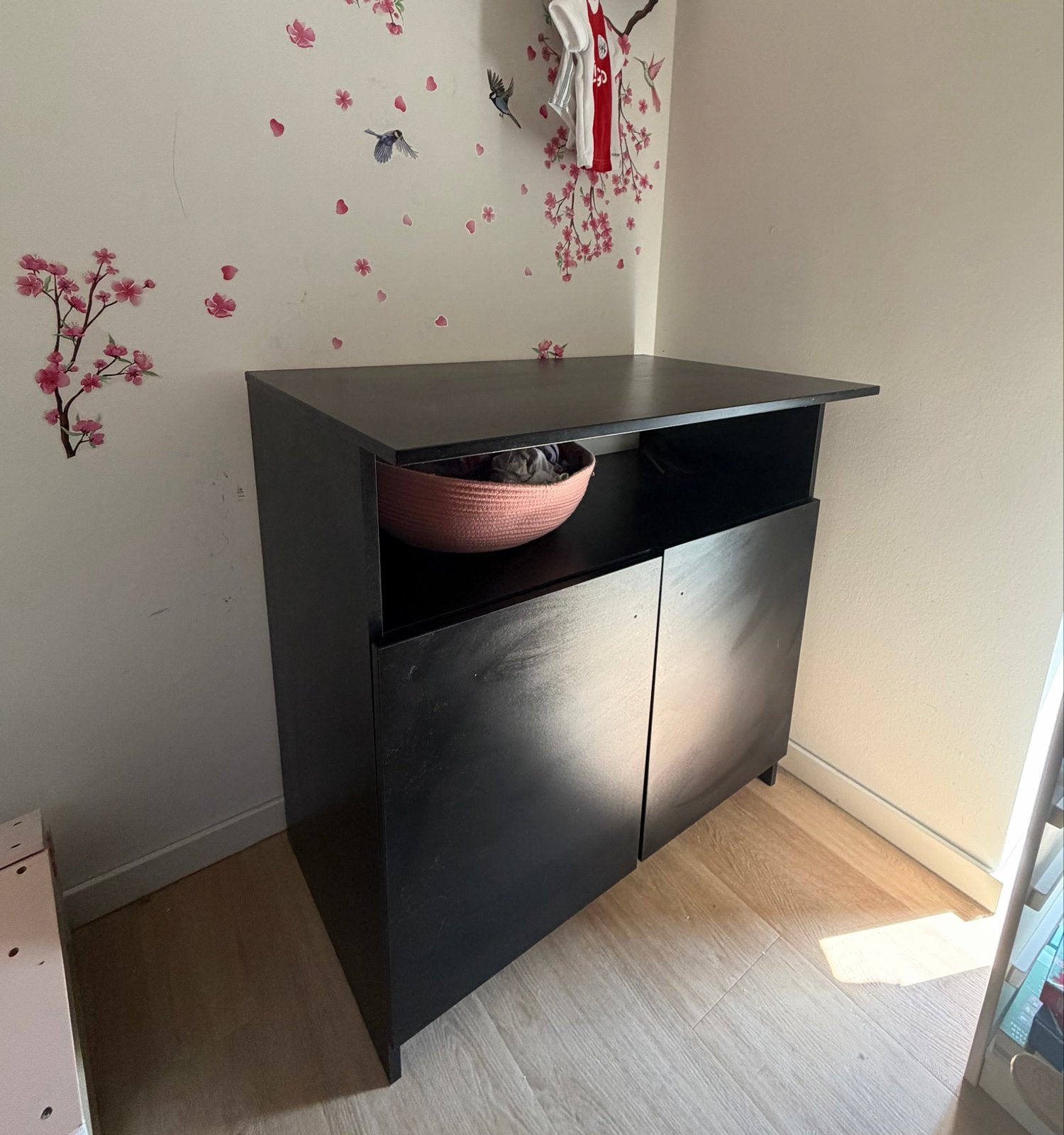 Zwarte Commode met Opbergruimte, Ophalen, Gebruikt, 50 tot 70 cm, 75 tot 100 cm