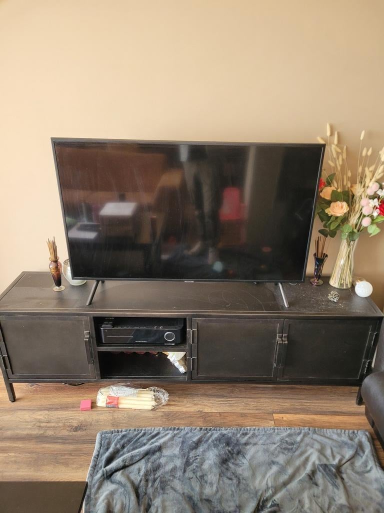 Zwart televisiemeubel metaal carpino pronto, 150 tot 200 cm, Nieuw, Ophalen of Verzenden, Minder dan 100 cm