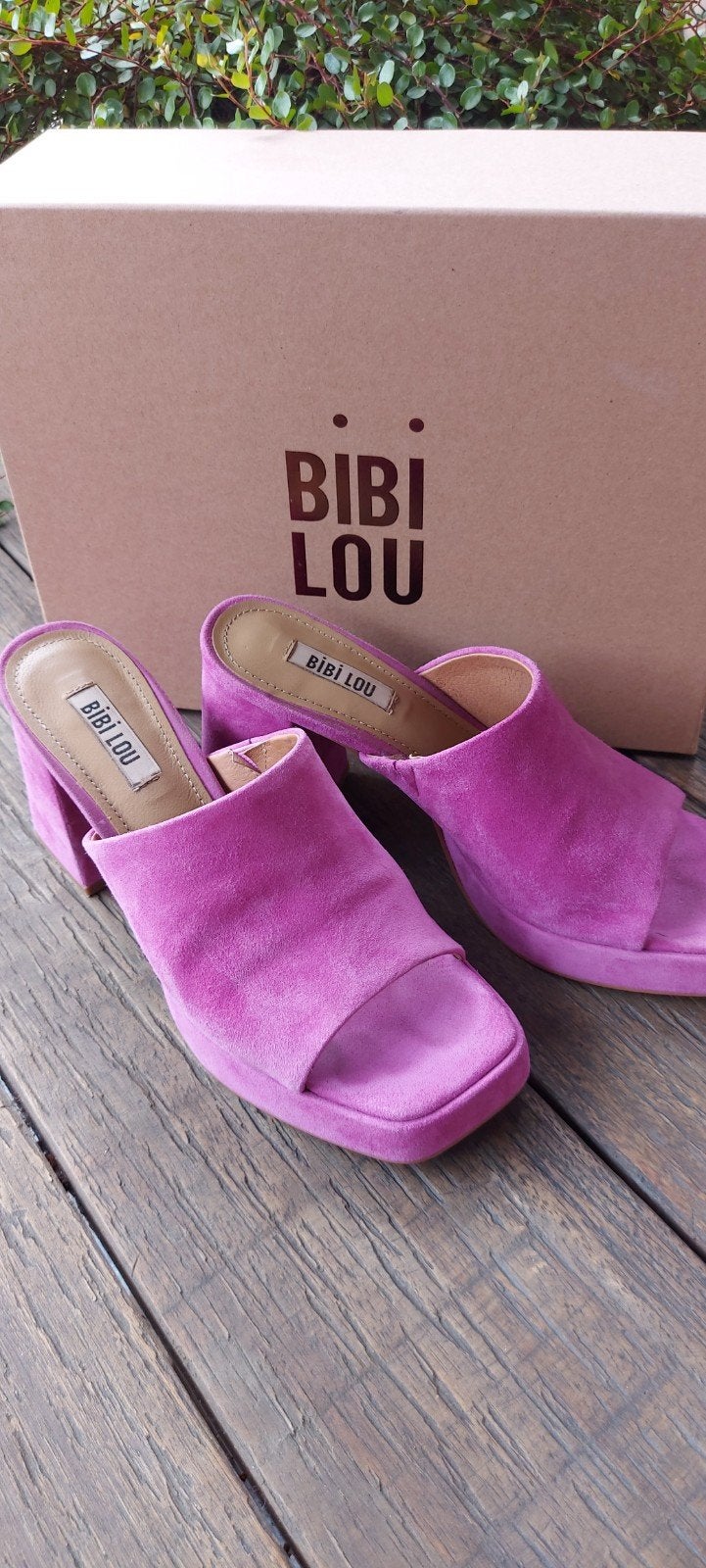 Bibi Lou suede lila roze muiltjes Maat 38, Bibi Lou, Zo goed als nieuw, Roze, Sandalen of Muiltjes