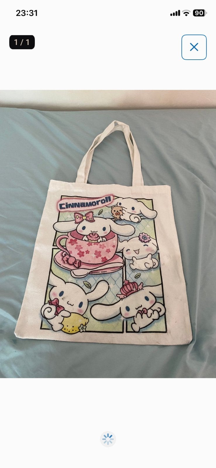 Draagtas in Sanrio-stijl, Origineel Kawaii Cartoonpatroon, Ophalen of Verzenden, Zo goed als nieuw