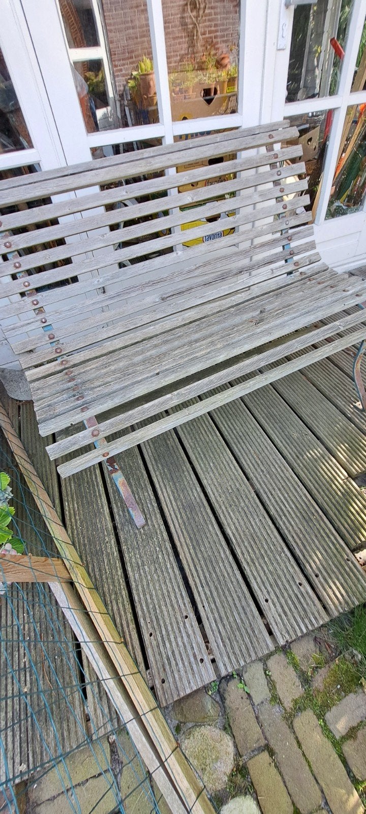 Brocante Tuinbankje, Ophalen of Verzenden, Gebruikt, Hout