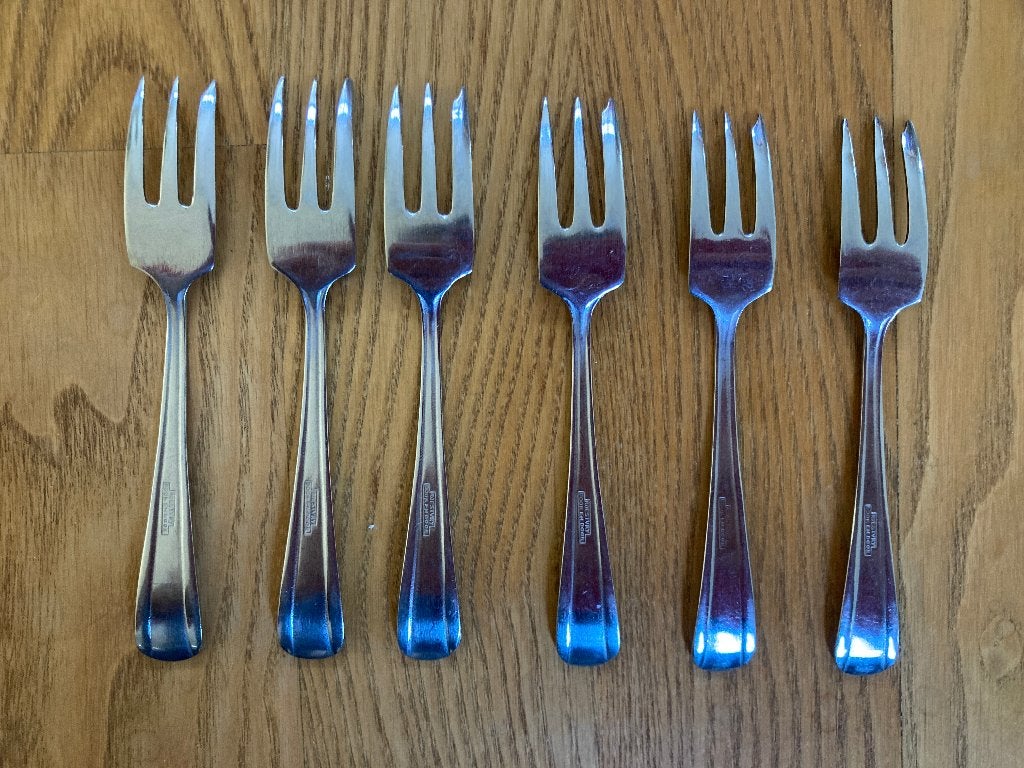 Gebaksvorkje INOX 6 stuks, Gebaksvork, Los bestek, Ophalen of Verzenden, Zo goed als nieuw