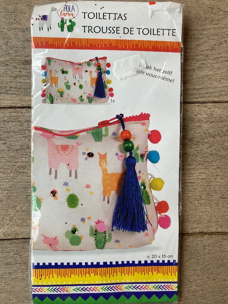 DIY Toilettas met Lama's en Cactussen - Hola Lama, Sieraden, Tassen en Uiterlijk, Ophalen of Verzenden, Nieuw, Meerkleurig, Meisje