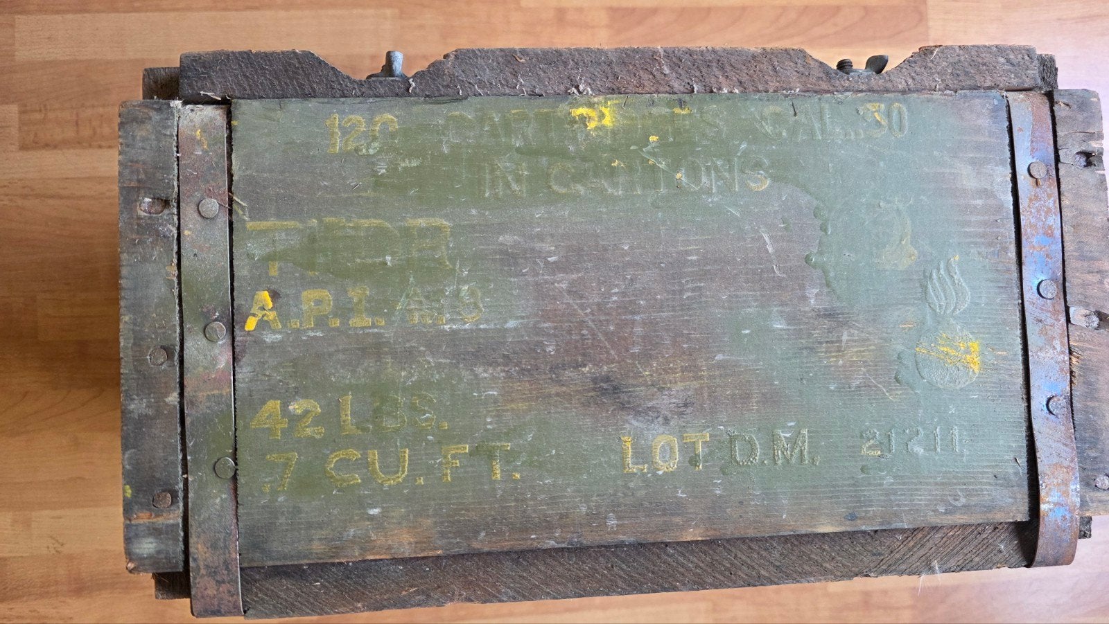 Munitie kisthe .50 patronen., Verzamelen, Ophalen of Verzenden, Landmacht, Amerika