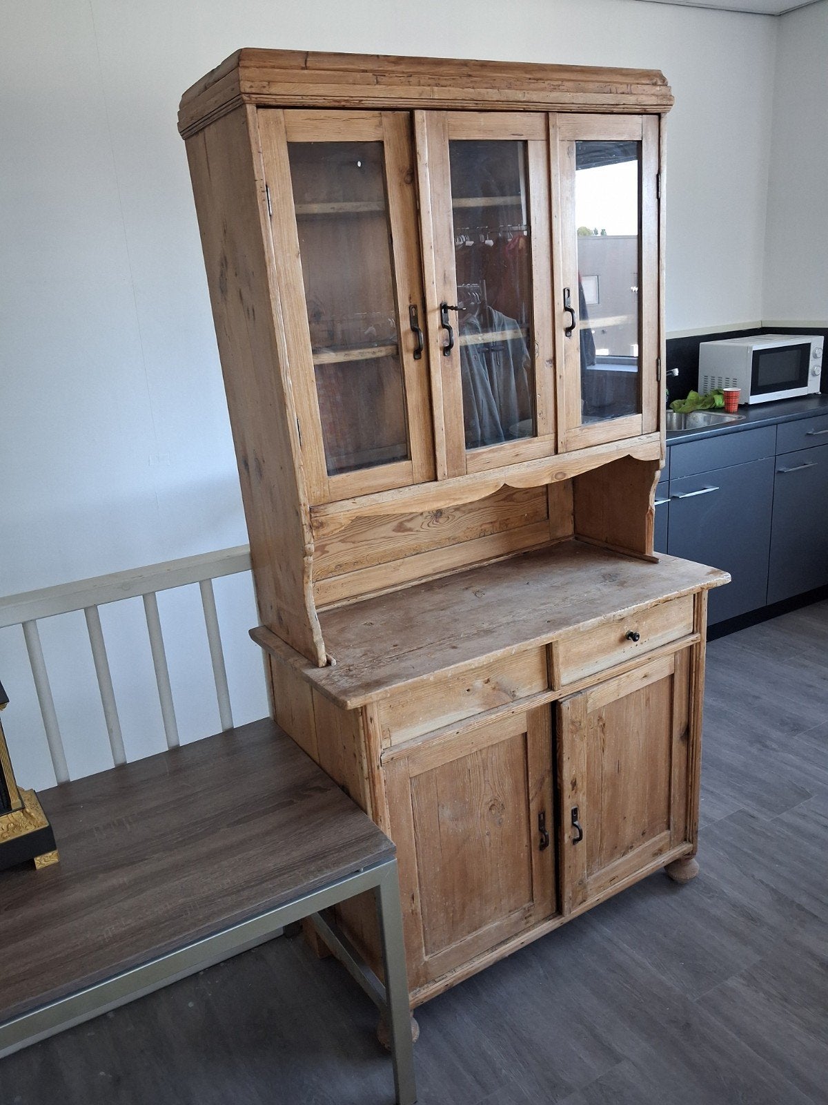 Antieke grenen buffetkast / keukenkast – ca. 190 cm hoog – o, Ophalen, Gebruikt, 25 tot 50 cm, Met deur(en)
