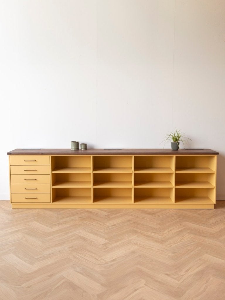 Boekenkast op maat | dressoir met open vakken, Met plank(en), Eikenhout, Nieuw, Ophalen of Verzenden