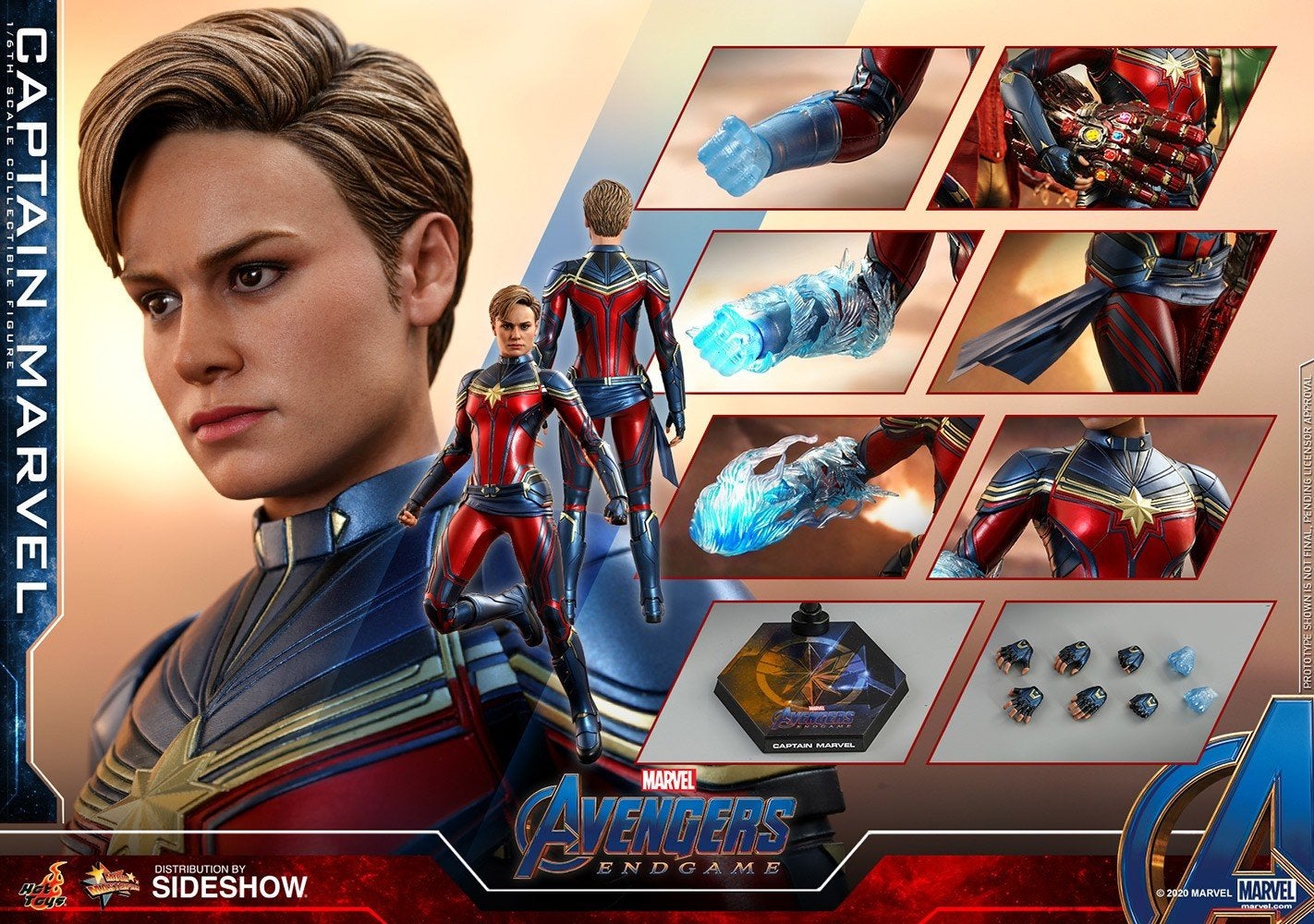 Hot Toys Captain Marvel 1/6 Schaal Figuur Avengers Endgame, Ophalen of Verzenden, Zo goed als nieuw
