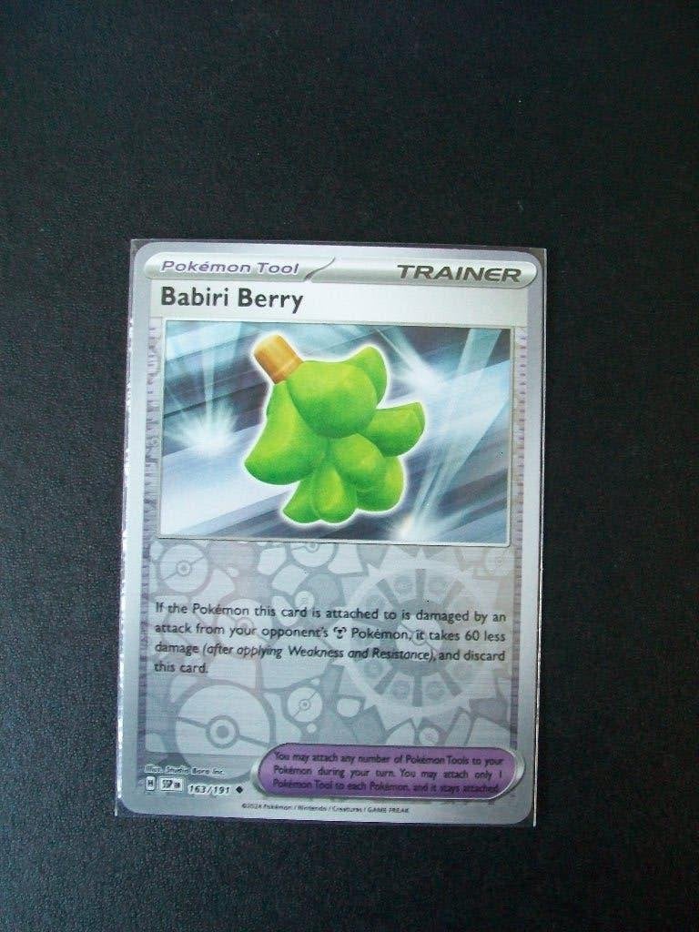 3709: Nieuwe Pokemon Kaart holofoil  BABIRI BERRY (163/191), Verzenden, Nieuw, Losse kaart, Foil
