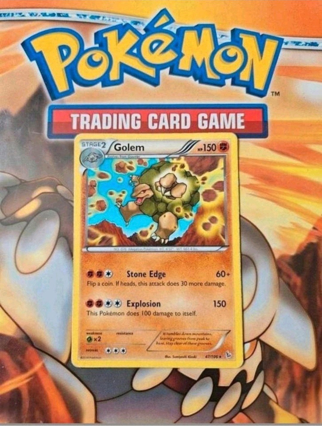 Golem 47/106 XY Flashfire pokemon kaart rare, Ophalen of Verzenden, Gebruikt, Losse kaart