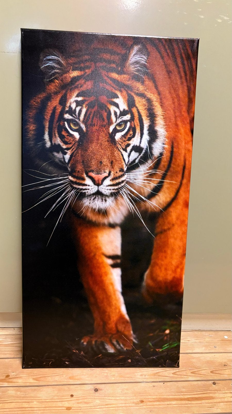 Indrukwekkend Tijger Canvas Schilderij - Groot Formaat, Ophalen of Verzenden, Zo goed als nieuw, Schilderij, 75 – 100