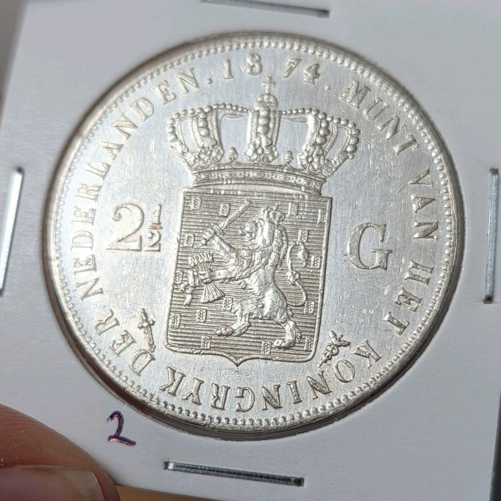 2,5 gulden 1874 Nederland, Koning Willem III, Zilver, Ophalen of Verzenden, Losse munt