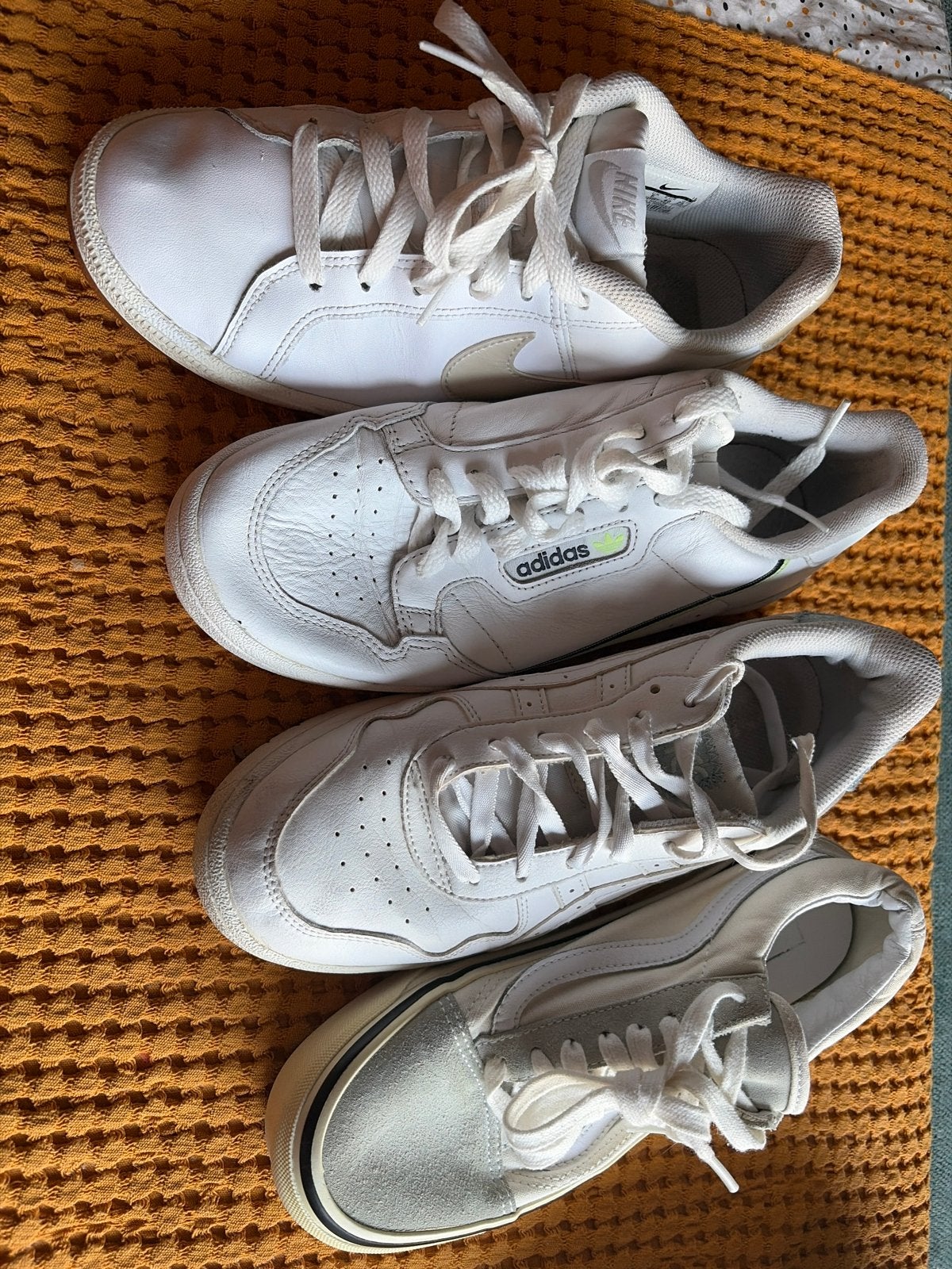 Witte sneakers Vans, Adidas, Nike, Asics, Ophalen, Gedragen, Wit, Sneakers of Gympen