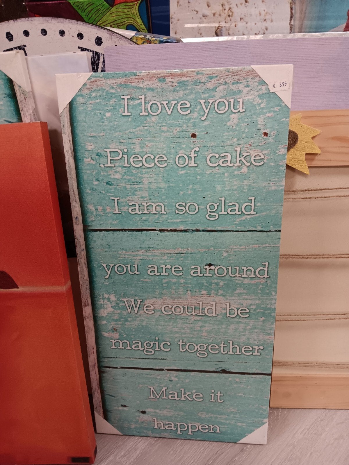Tekstbord 'I love you' - Romantisch decor, Tekstbord, Met ophangmogelijkheid, Onbekend, Nieuw