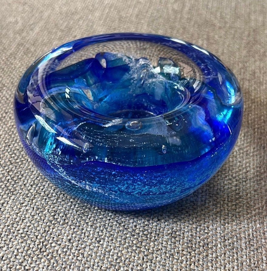 Glazen kaarsenstandaard, Huis en Inrichting, Ophalen of Verzenden, Blauw, Glas