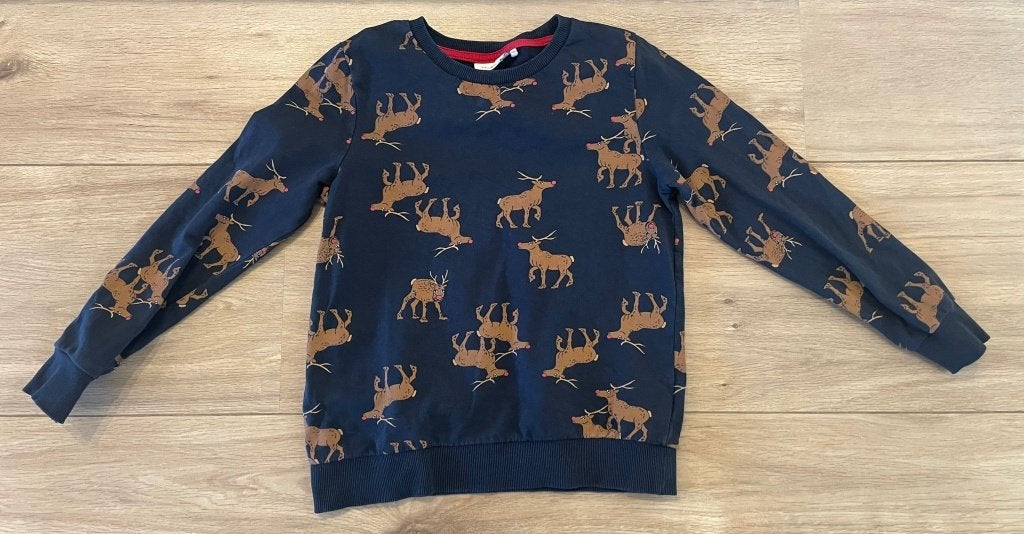 Kinder kersttrui donkerblauw met rendieren name-it 122 128, Trui of Vest, Ophalen of Verzenden, Zo goed als nieuw, Jongen