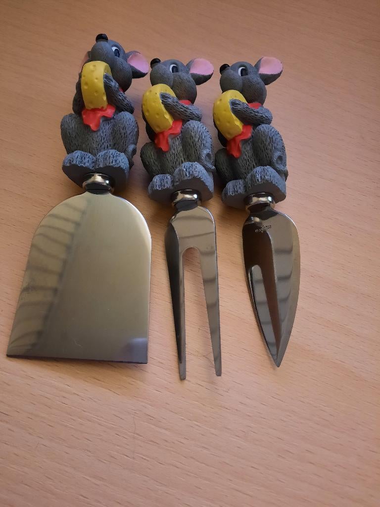 kaas muizen set mes vork steker, Ophalen of Verzenden, Nieuw, Rvs of Chroom, Los bestek